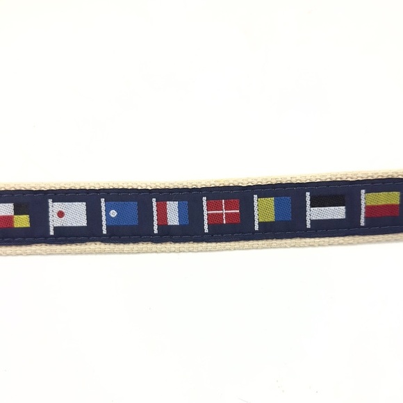 Zep Pro Mens Nautocal Code Flag Belt Size 44 Leather Brass Buckle Made In USA - Picture 3 of 12